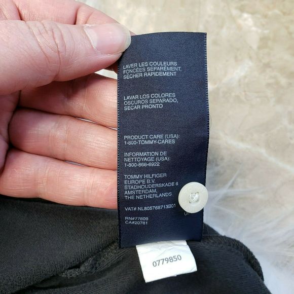 TOMMY HILFIGER Polo Shirt Black Short Sleeve Sz Lg - Picture 4 of 8
